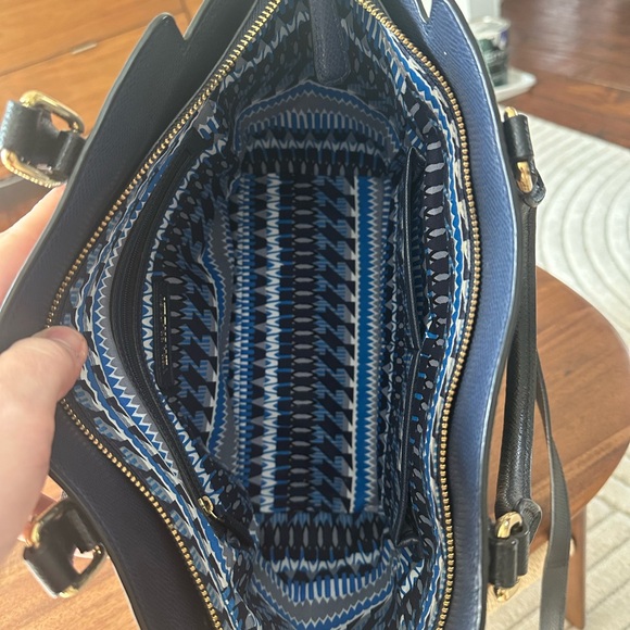 Vera Bradley Navy Blue Leather Morgan Satchel Shoulder Bag Purse EUC! MSRP $238! - Picture 7 of 11